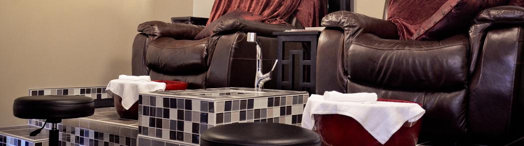 Relax in one of our leather recliners as your feet are soaked, massaged and pampered.